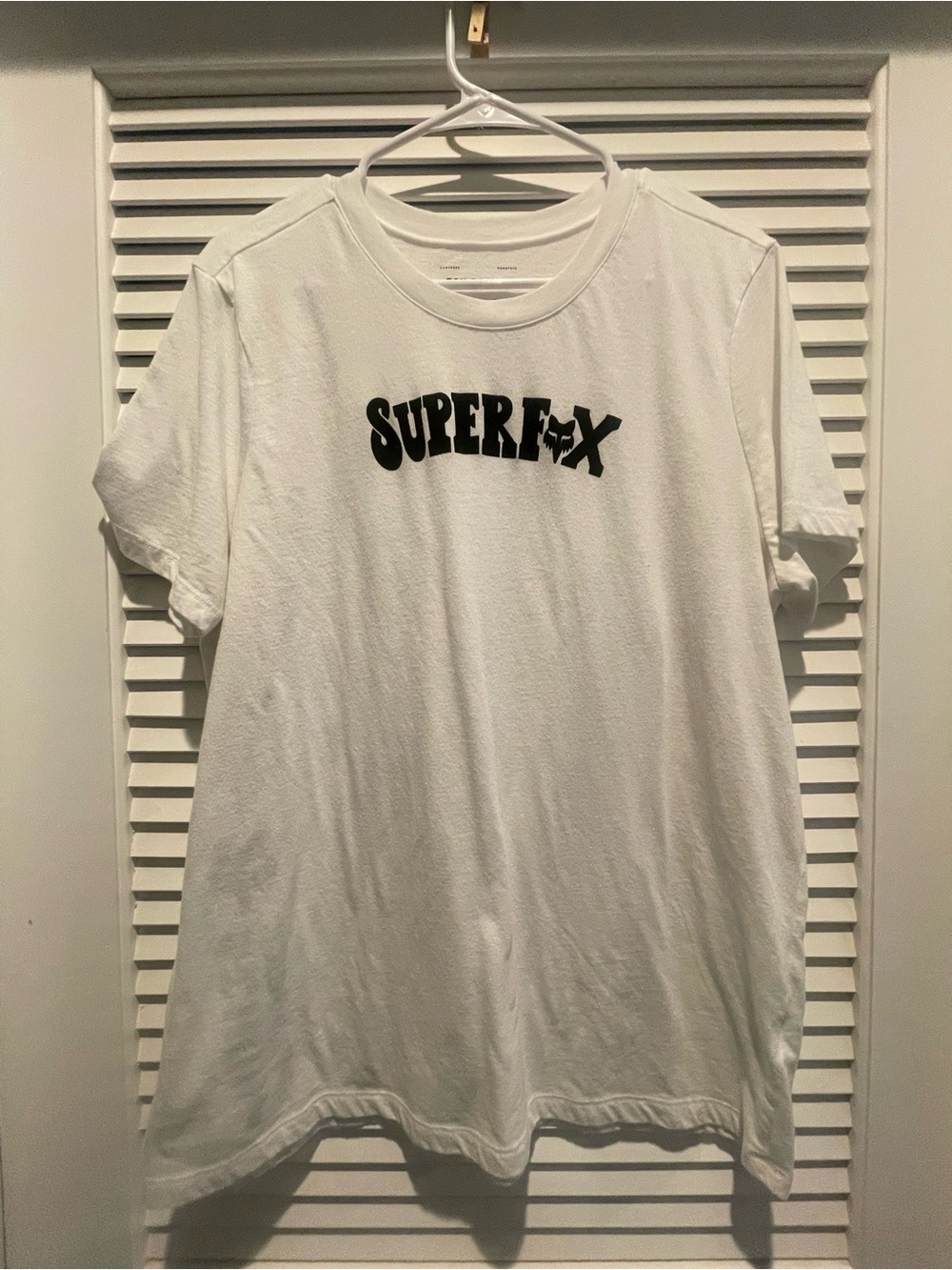 Fox White Short Sleeve Tee with Black 'SUPERFOX' Graphic